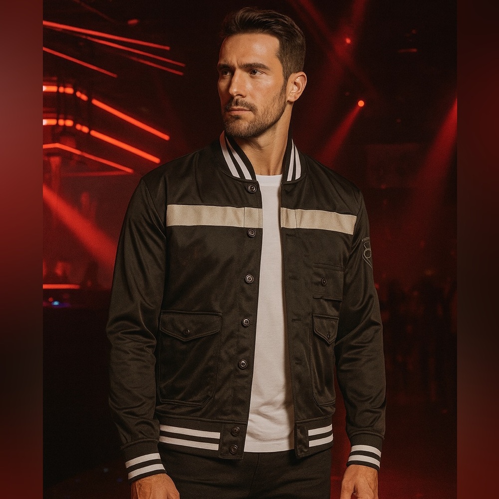 Sean John Vintage Y2K Varsity Jacket Black & Grey sz XL